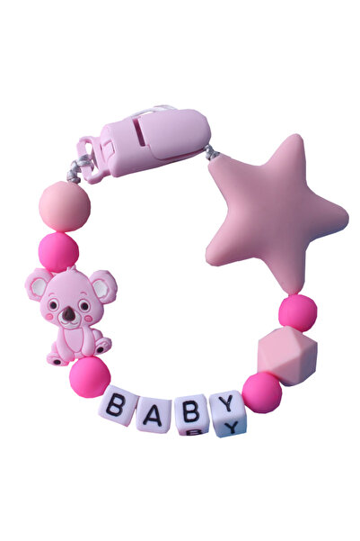 Generic Beads Pacifier Holder With Teether Pink - Style10