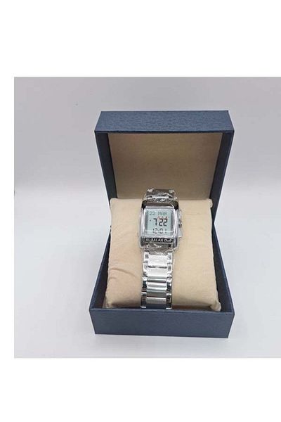 AL FAJIR Islamic prayer watch for men, steel, prayer times, multiple alarms, Qibla direction, alarm for each prayer