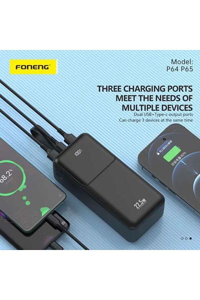 Matrix Power Bank with 3 Ports - 50000 mAh - Black - P65