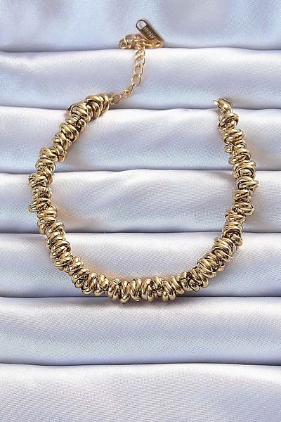 Clariss 316L Steel Gold Color Interlocking Curved Bracelet
