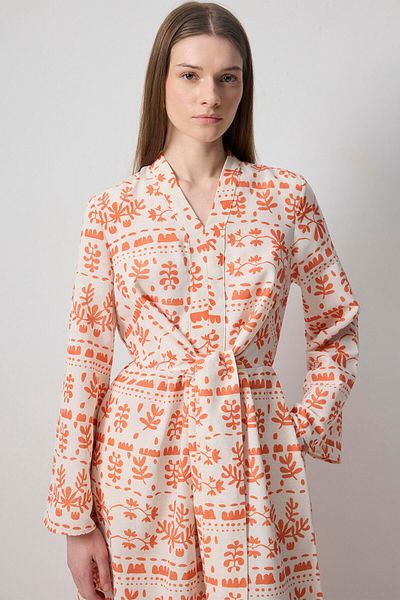 Touché Privé Tie-Up Detailed Patterned Dress