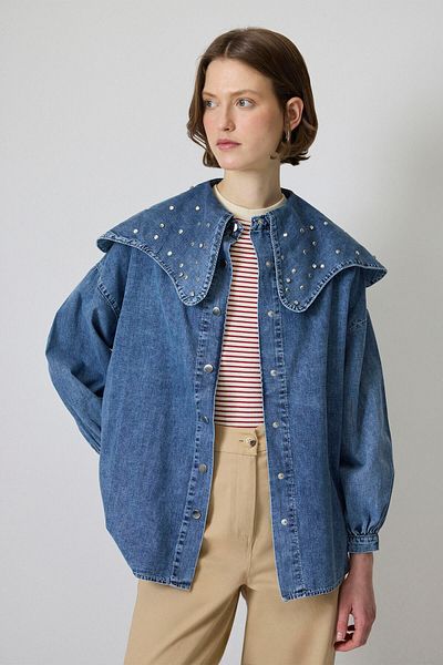 Touché Privé Jachetă din denim brodat cu piatră