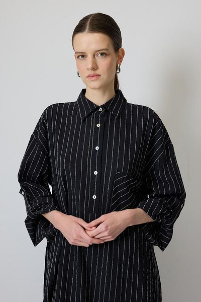 Touché Privé Striped Oversize Linen Dress