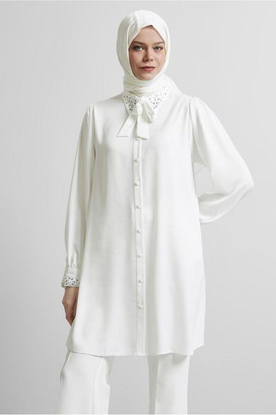 Alvina Stone Detail Satin Tunic 45323