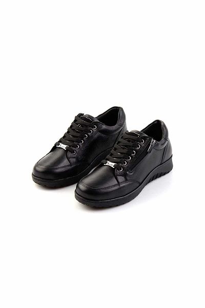 Bambi Black Leather Women's Casual Shoes K01586373303