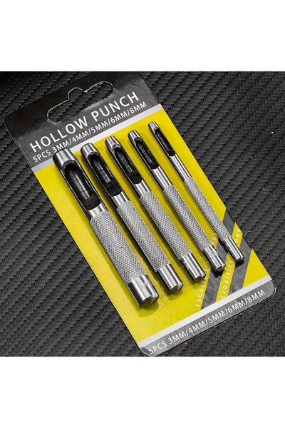 Choice مجموعة ثقوب جلدية مجوفة من الفولاذ مكونة من 5 قطع (3-16 مم) أداة ثقب ج...