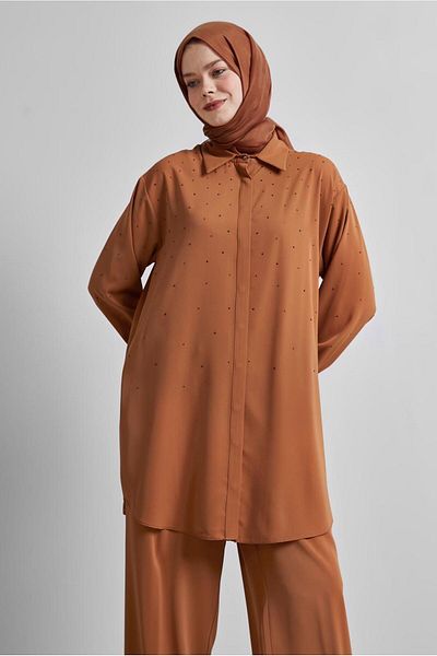 Alvina Costum cu guler de cămașă și pantaloni 44797
