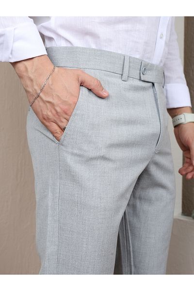 Anılfashion Men's Gray Color Quality Flexible Lycra Fabric Ankle Length Trousers