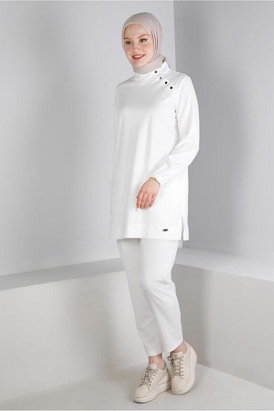 Alvina Double Color Snap Collar Tracksuit Set - 43342