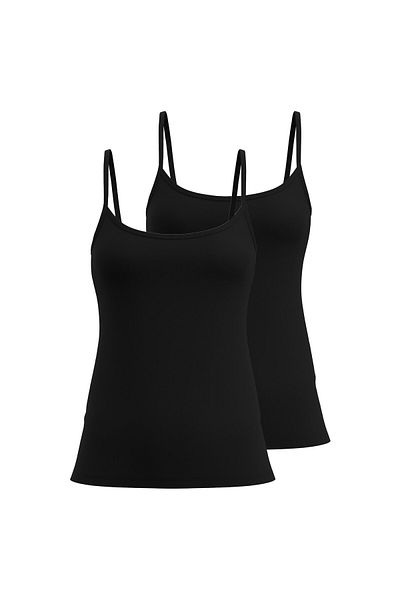 Calida Damen Spaghettitop 2er Pack - Essential Cotton, Unterhemd, Top, Jersey, einfarbig