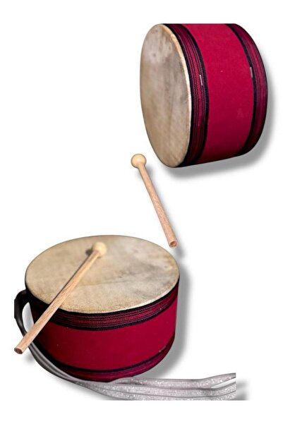 SAZE Deri Oyuncak Askılı Davul Eğitici Aktiviteli Oyuncak Orta Boy 22 Cm Davul Oyuncak