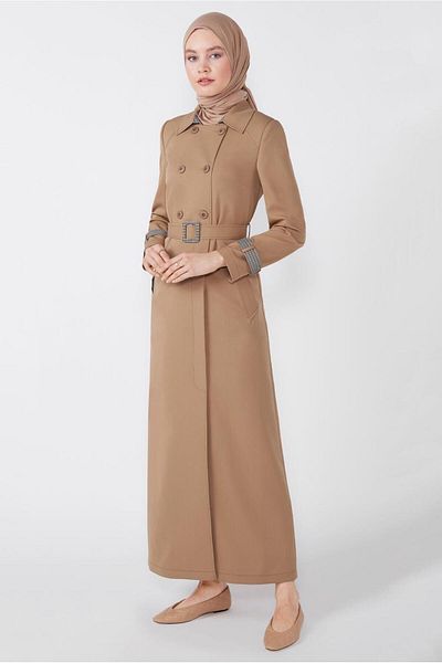 Alvina PLAID PATTERNED DETAILED BELTED COAT 10566