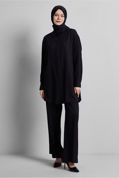 Alvina Shirt Collar Pants Suit 44797