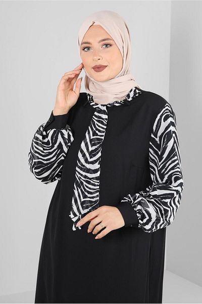 Alvina Aerobin Tunic - Patterned and Scarf Collar, Model 20256