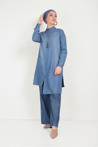 Alvina Asymetric Cut Denim Tunic 40516