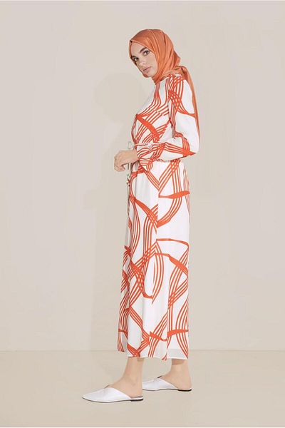 Alvina Waist Tie Patterned Dress 40817