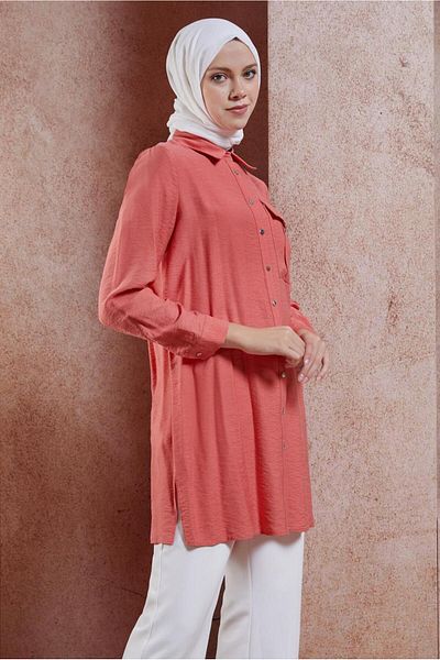 Alvina 44598 نموذج سترة الحجاب طوق القميص