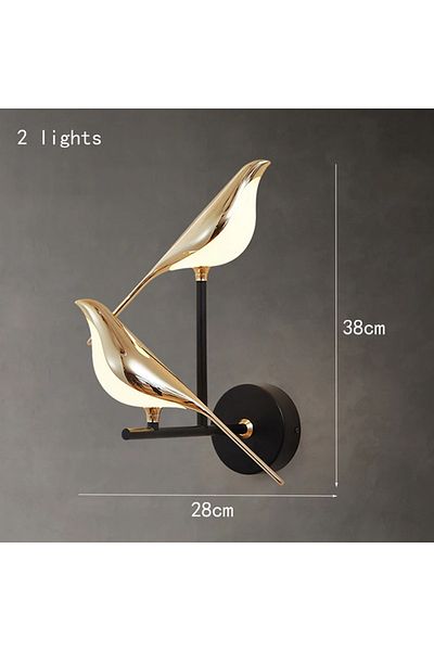 Choice Nature White(3500-5500K) 2 birds Nordic Golden Bird LED Wall Lights Parlor Bar Creative Wall Lamps N