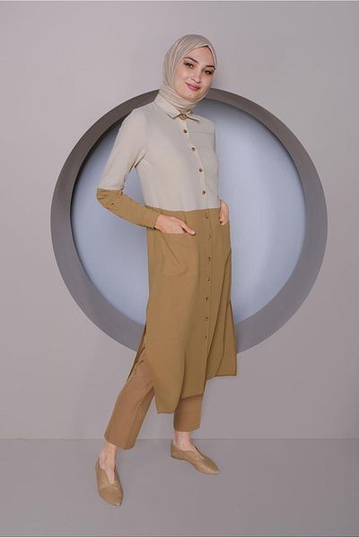 Alvina 2 Color Tunics with Buttons 41391