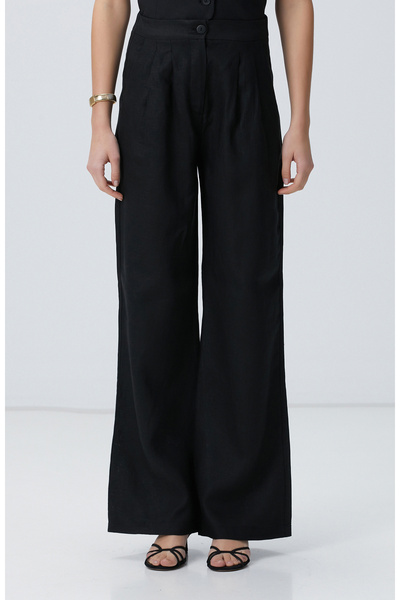 Network Siyah Keten Pantolon