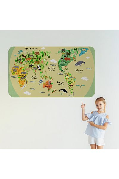 Harita Sepeti Educational World Map Wall Sticker for Kids and Baby - 3773