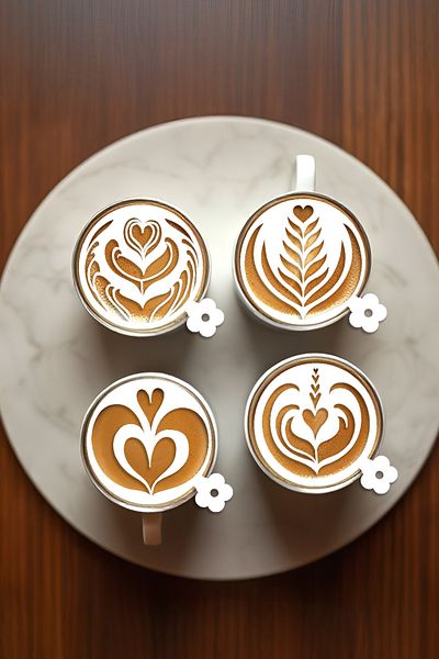 oalpo Coffee Stencil, Coffee Decorating Set, Dessert Decorating Set, Set of 4
