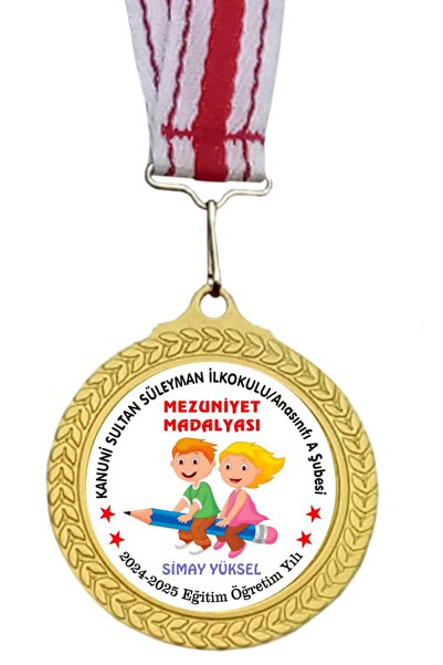 Madalya Anaokulu Mezuniyet Madalyası Okula Özel Kişiselleştirilebilir ALTIN T...