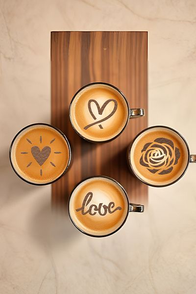 oalpo Coffee Stencil, Coffee Decorating Set, Dessert Decorating Set, Set of 4