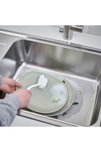 IKEA IKEA ANTAGEN Dish-Washing Brush – White, Sturdy Bristles, Built-in Scraper, 26 cm,