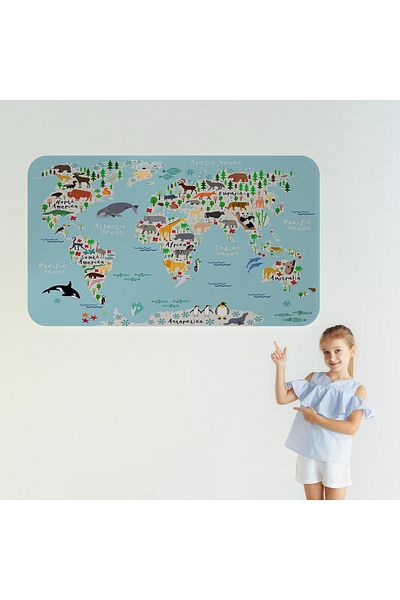 Harita Sepeti Educational World Map World Atlas Children's and Baby's Room Wall Sticker-3771
