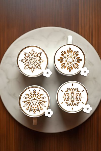 oalpo Coffee Stencil, Coffee Decorating Set, Dessert Decorating Set, Set of 4