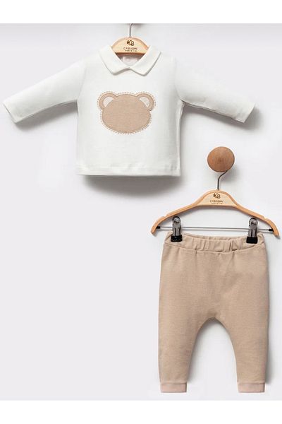 Cassiope 100% Cotton Bear Head Embroidered Double Baby Boy Suit