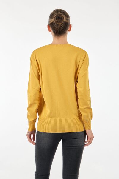 Two Mail Twomail Мінімалістичний трикотажний светр з довгими рукавами та вишивкою для жінок - Повсякденна елегантність