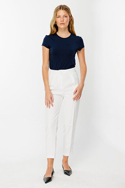 Hooopstore Ütü Izli Beyaz Krep Pantolon