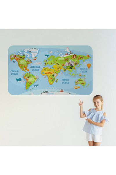Harita Sepeti Educational World Map World Atlas Children's and Baby's Room Wall Sticker-3778