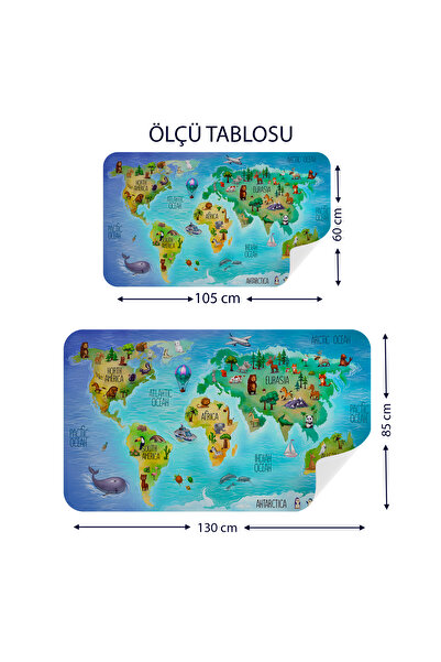 Harita Sepeti Educational World Map World Atlas Children's and Baby's Room Wall Sticker-3800