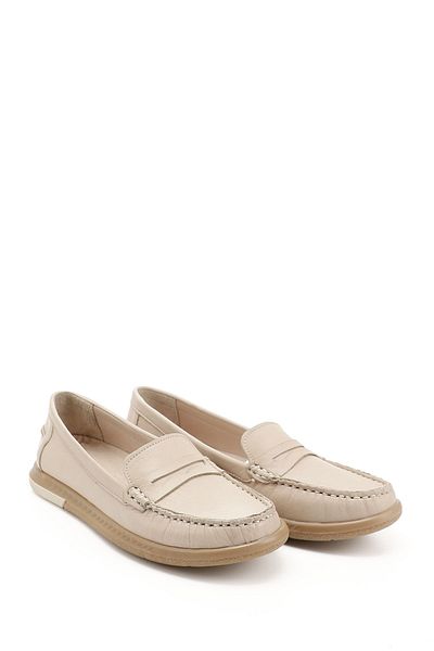 GÖNDERİ(R) Mocasnic confortabil din piele naturală antică Rok bej pentru femei/fete