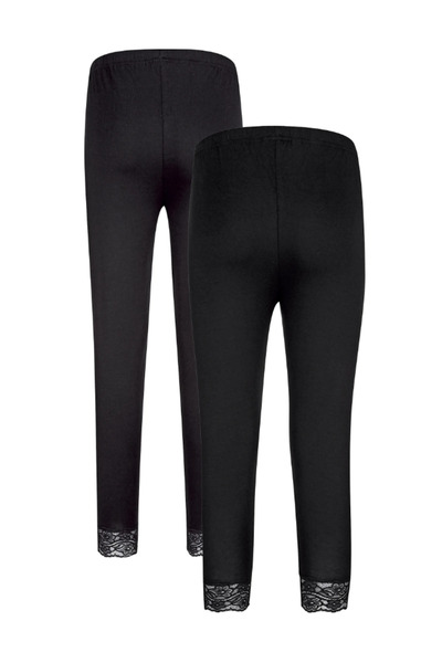 ASN concept Black Lace High Waist Viscose Lycra Leggings Pack of 2 (with Plus Size Option)