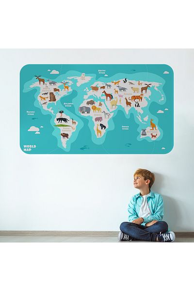 Harita Sepeti Educational World Map World Atlas Children's and Baby's Room Wall Sticker-3785