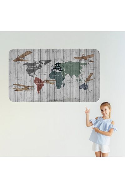 Harita Sepeti Educational World Map World Atlas Children's and Baby's Room Wall Sticker-3804
