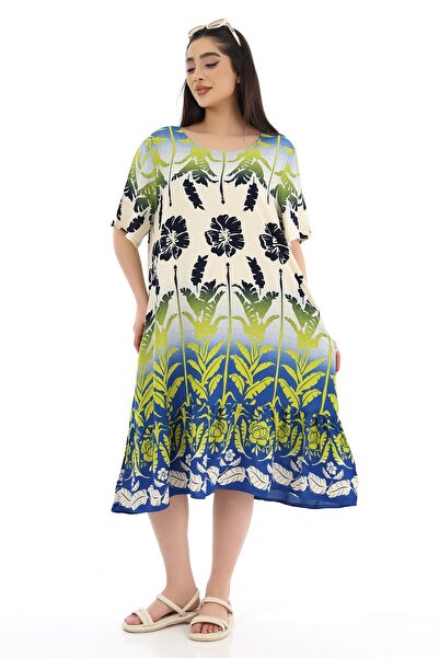 SCHIK Women's Viscose Half Sleeve O Neck Pocket Ruffle Dress Yellow