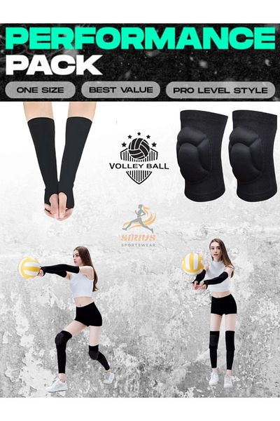 Sirius Sportswear Pro Volleyball Knee Pad and Gloves Set - 2 Pack Volleyball Sleeves and Knee Pads with Embossed Sponge Support
