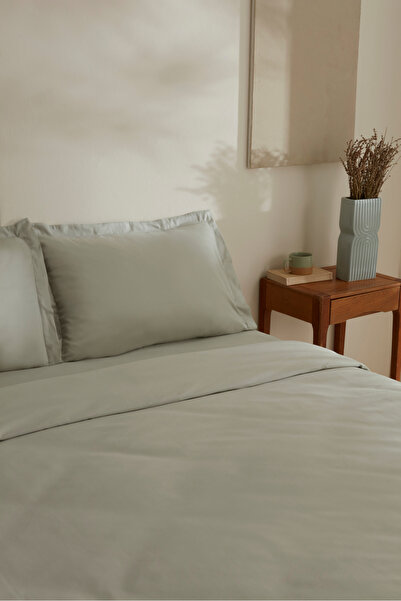 Karaca Home Jemma 120 Thread 100% Cotton, Satin Double Duvet Cover Set, Green