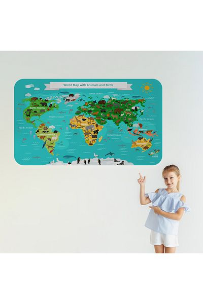 Harita Sepeti Educational World Map World Atlas Children's and Baby's Room Wall Sticker-3780