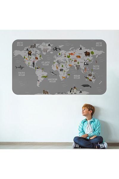 Harita Sepeti Educational World Map World Atlas Children's and Baby's Room Wall Sticker-3794