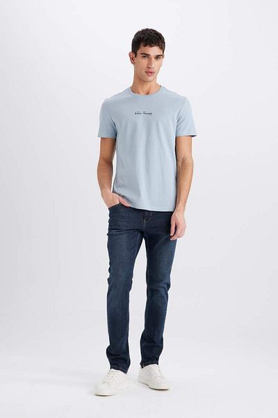 DeFacto Tricou cu mânecă scurtă cu imprimeu slim fit slim fit de sezon nou