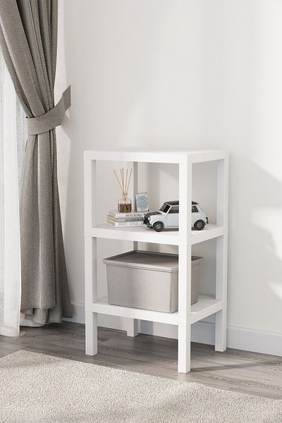 Omaş Household Product Ombeg Διακοσμητικό 3 επιπέδων Πλαστικό Organizer Μπάνιου πολλαπλών χρήσεων Γλάστρα Βιβλιοθήκη Λευκό