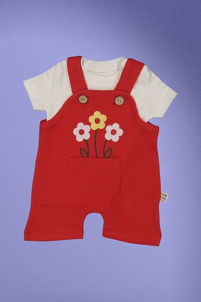 Baby s Breath Flower Floral Patterned Badili Salopet 2-Piece 100% Cotton 6-9-12-18 Months 2-Piece Baby Girl Set