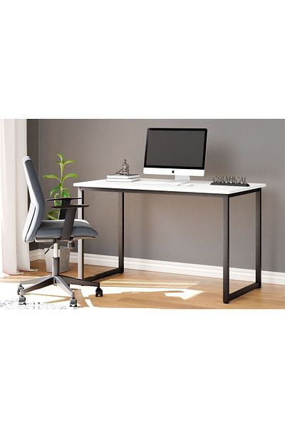 Ceramical Birou de calculator Ms1, birou mic de acasă, masă de scris pentru studiu - 60x120 cm - alb