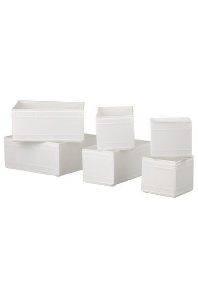 IKEA IKEA SKUBB Box Set – 6-Piece White Fabric Organizers, Foldable, Lightweight,